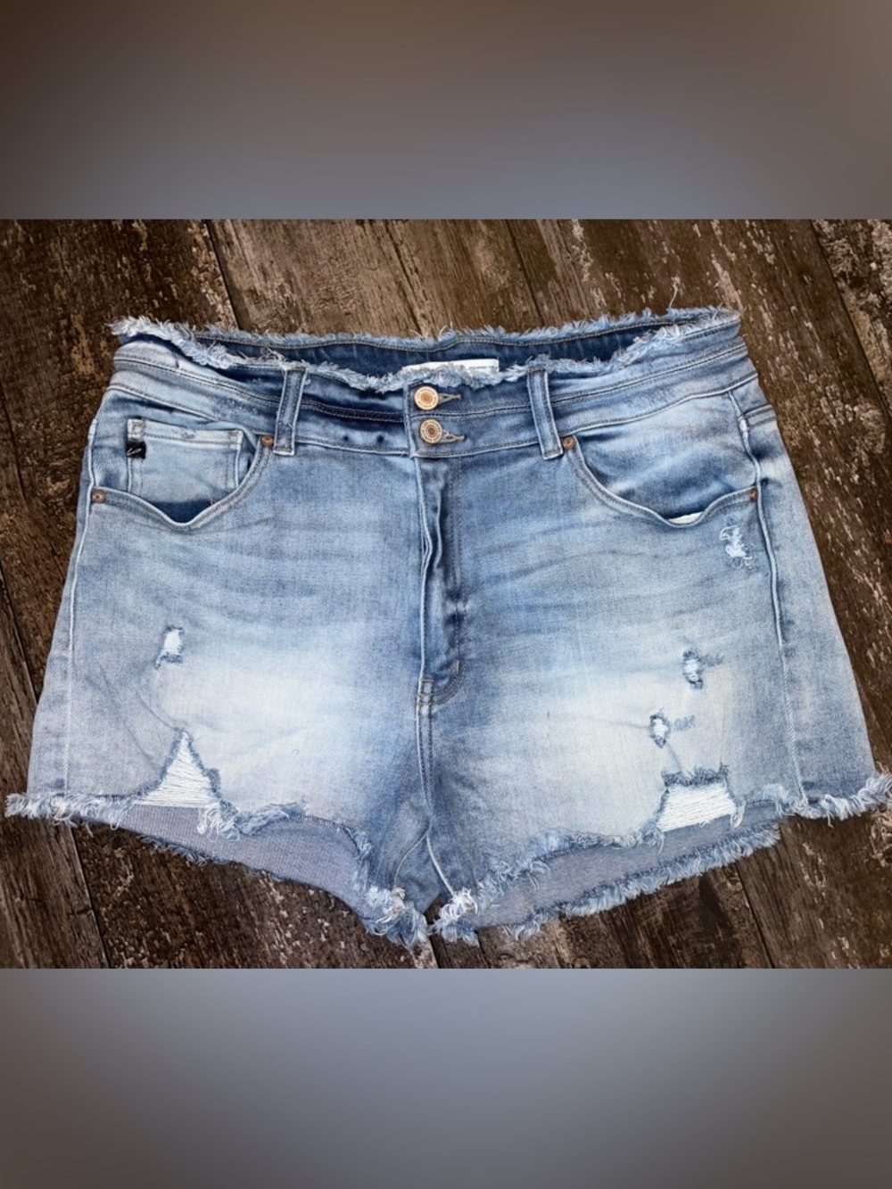 KanCan Light Blue Distressed Denim Shorts